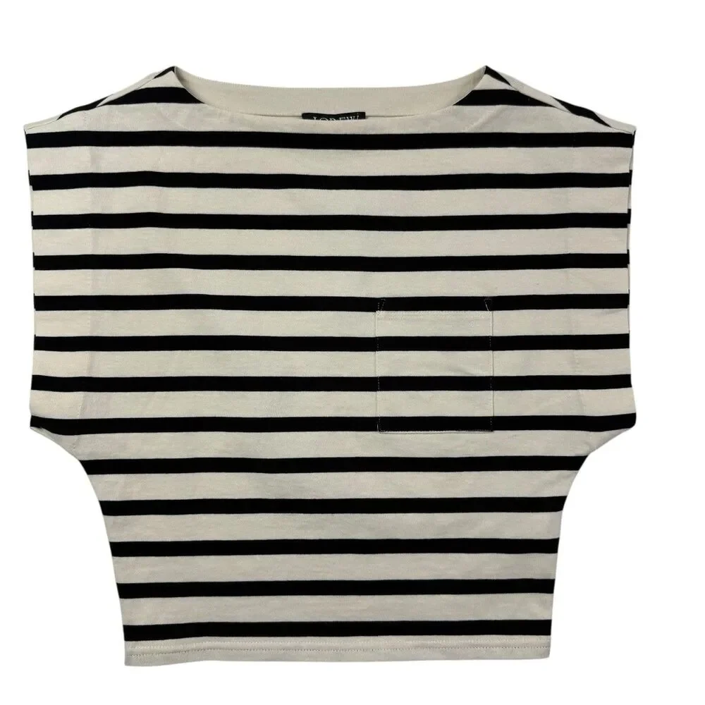 J CREW NEW Boatneck Stripe Muscle T-Shirt Women XXS BY402 Nautical Preppy Knit